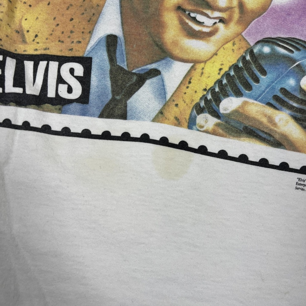 Vintage‎ Elvis Presley Stamp Shirt Mens XL White High Cotton USA 90s Graphic Tee - Picture 3 of 10